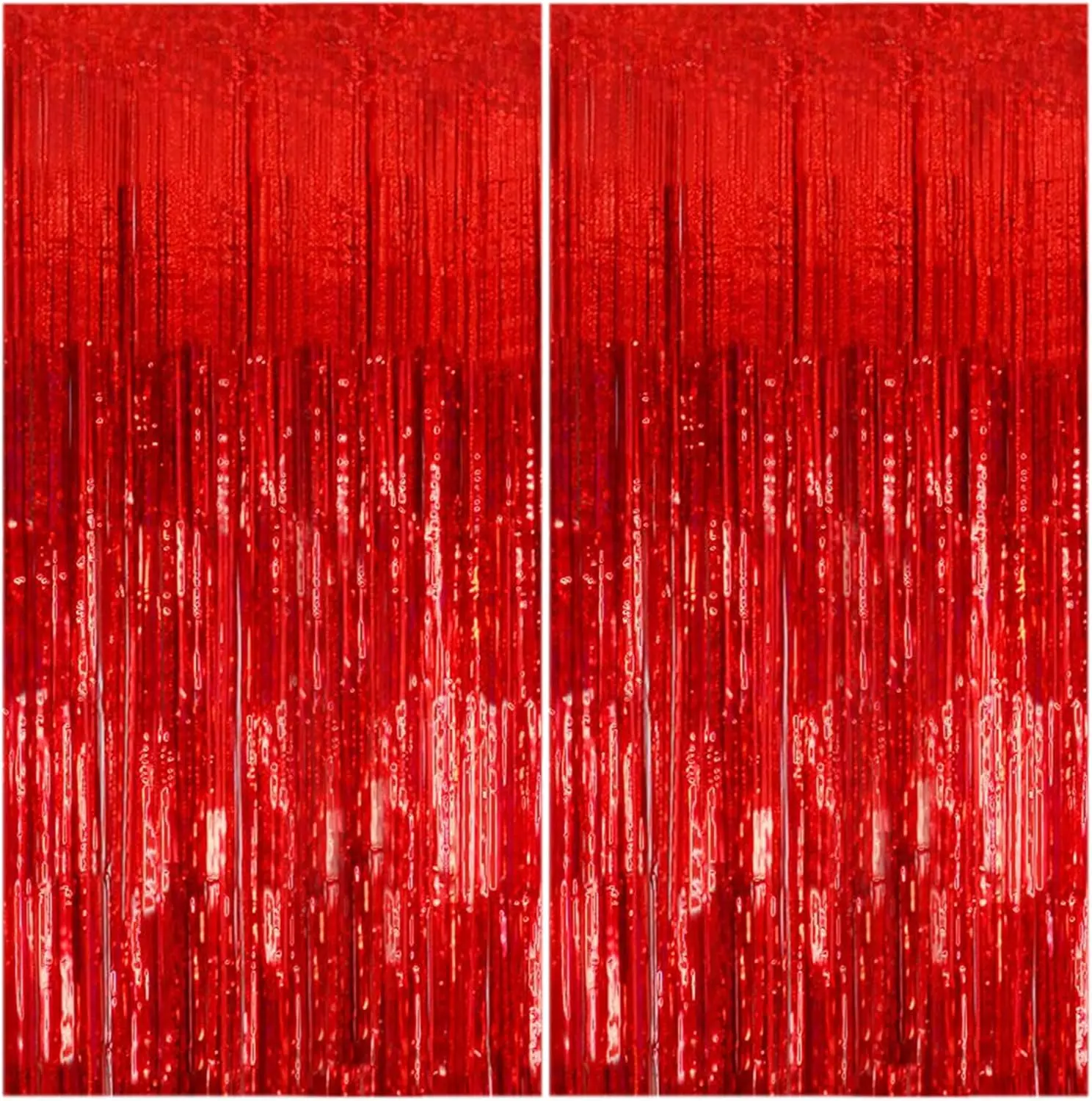 2 Pack Foil Curtain Backdrop Red Metallic Tinsel Foil Fringe Curtains Photo Booth Props for Mothers Day Birthday Wedding Engagement Baby Shower Bachelorette Christmas,Valentines Day  Holiday Celebration Party Decorations