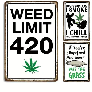 [2D Flat] Weed Limit 420 Sign, I Smoke Weed I Chill, Vintage Stoner Room Decor Metal Tin Sign (8 ''X 12''), Street Sign, Man Cave Decor, Vintage Rustic Retro Street Sign, Room Decor, 420 Accessories, Bedroom Wall Decor, Home Decor, Bar Decor, 420 Friendly