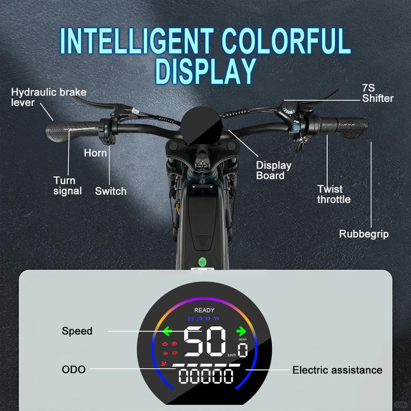 【Christmas Gift&DEEPOWER Ebike】Electric Bike for Adult, 1800W Peak Electric Dirt Bike, 37MPH, 100 Miles, 7 Speed Electric Motorcycle, 48V Removable Battery, 20" Fat Tire Off Road Ebike, All Terrain for Mountain, Sand, Road