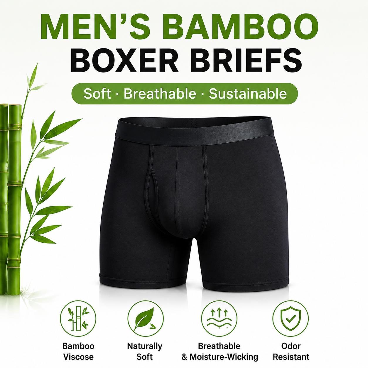 {Buy 7 Get 7 Free} Men's Classic Bamboo Fiber Boxer Briefs Pack - Open Crotch, Mid-Rise, Long Leg, Breathable Menswear Underwear for Father, Outdoor, Day Use, All-Season Daily Wear, Plain {Buy 7 Get 7 Free} Men's Classic Bamboo Fiber Boxer Briefs Pack - Open Crotch, Mid-Rise, Long Leg, Breathable Menswear Underwear for Father, Outdoor, Day Use, All-Season Daily Wear, Plain