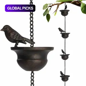 Vintage Bird Shaped Rain Chain, 1 Count Metal Rain Collector, Outdoor Rain Chain, Hanging Outdoor Garden Patio Decoration, Decorative, Garden Accessories