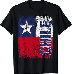 100%cotton CHILE Flag Vintage Distressed CHILE T-Shirt