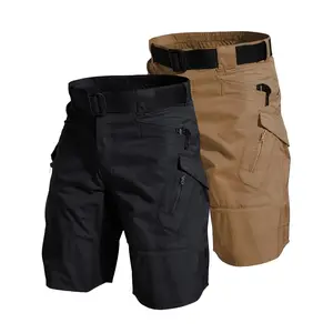 2 Pack Men's Tactical Cargo Shorts - Waterproof, Lightweight, Quick Drying, Breathable, Multi-Pockets, Adjustable Waistband - Grey and Beige Ideal for Mountaineering and Outdoor Activities, Mountaineering Gear