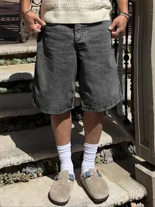 Men's Solid Color Denim Dad Shorts, Regular Fit Casual Comfy Fashion Basic Shorts for Daily Wear, Men's Bottoms for All Seasons