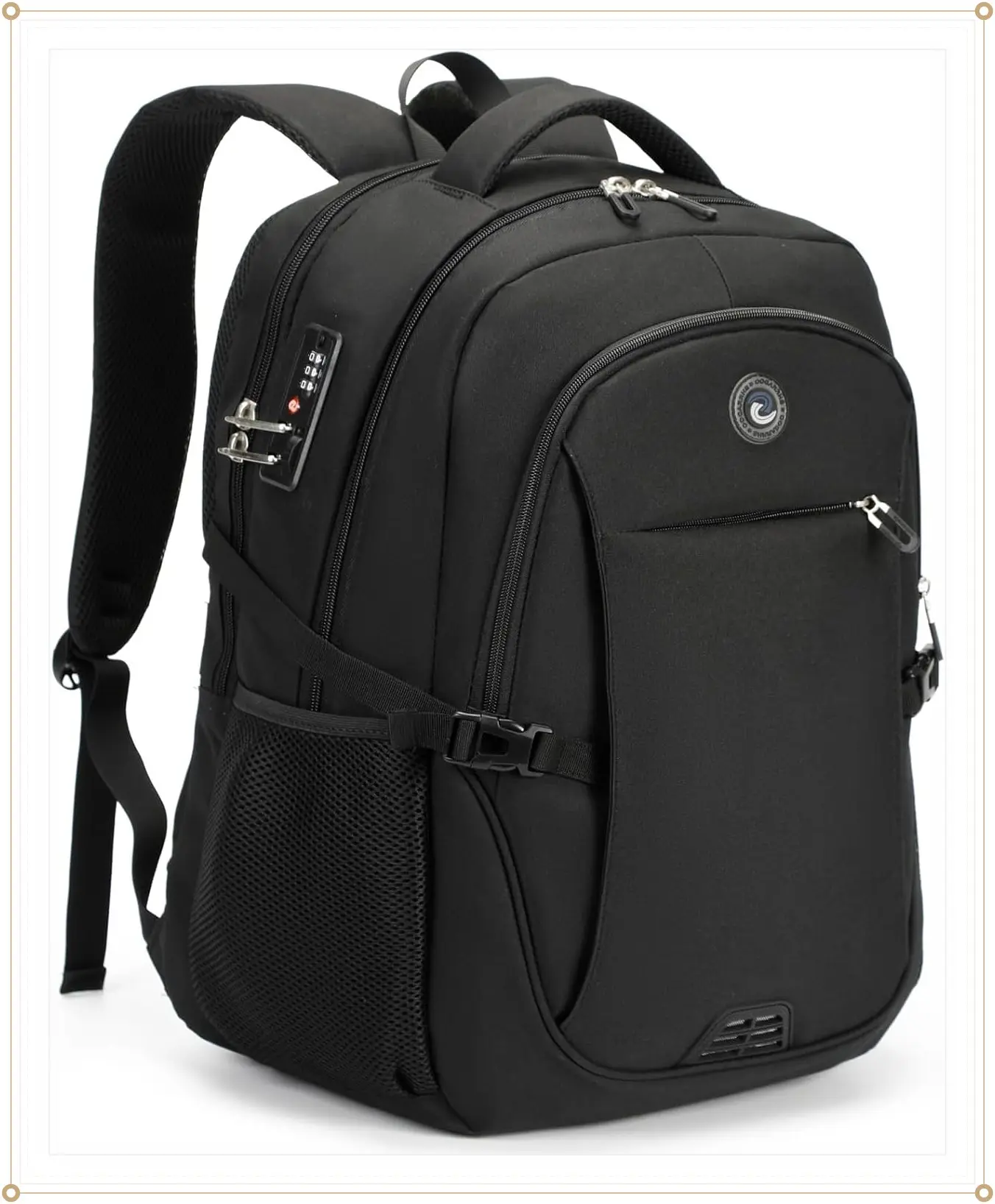 SHRRADOO Anti Theft Laptop Backpack Travel Backpacks with Combination Lock for Women Men High School College Backpack Computer Bag Fits 17 Inch Laptop,BlackGift