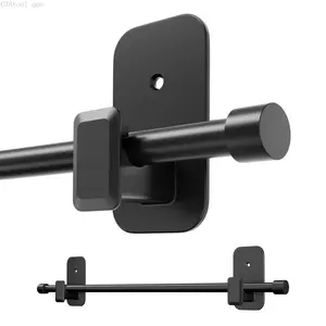 Curtain Rods for Windows - Adjustable 5/8" Tension Rod, Adhesive Brackets, Easy Install Black Drapery PoleC38tool que