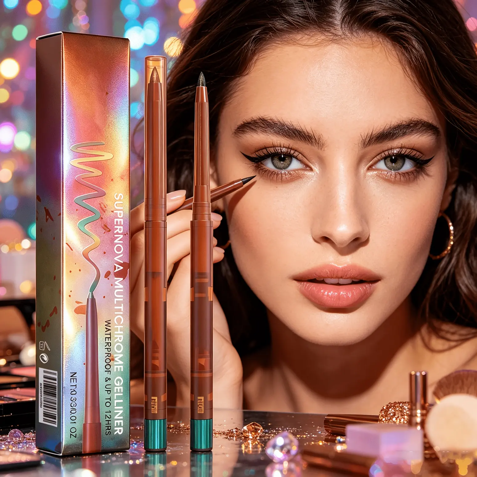Shimmering Green Color-Changing Eyeliner Pencil: Create A Unique Eye Look with Smooth, Smudge-proof Lines That Stay Put All Day. This Shimmering, Color-changing Makeup Helps You Achieve An Eye-catching Look The Perfect Gift for Any Woman.