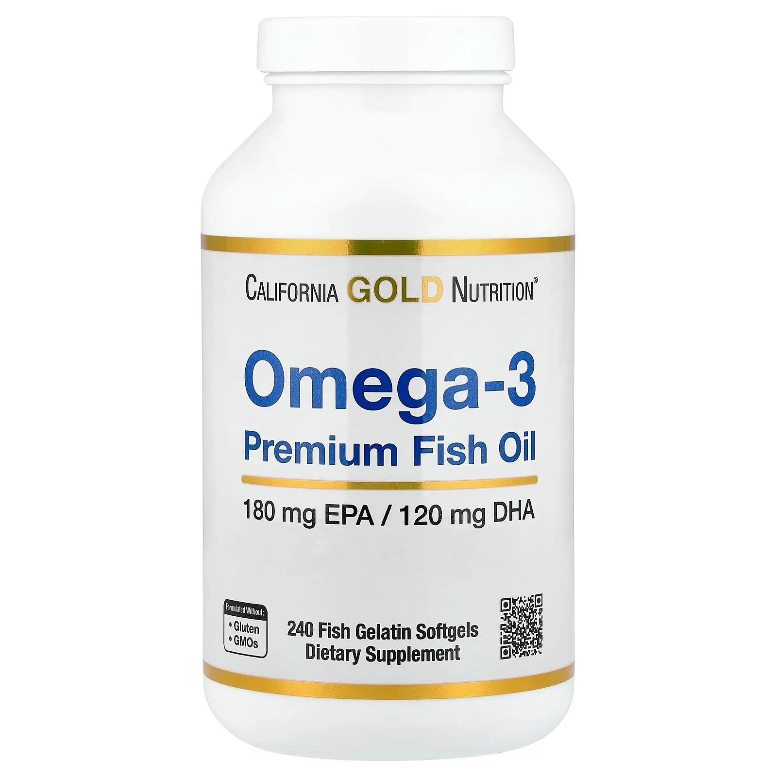 California Gold Nutrition Omega-3, Premium Fish Oil, 240 Fish Gelatin Softgels