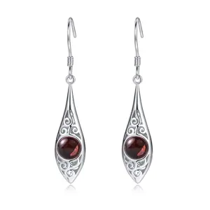 ixluck Natural Garnet Earrings,Red Crystal Healing Jewelry for Women