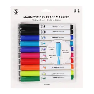 Zegsy dry erase markers with built in erasers 10-pack
