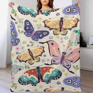 Butterfly & Flowers Blanket | Soft Warm Fuzzy Lightweight Flannel Throw Blanket Perfect for Couch, Bed, Travel & Outdoor Use, Cozy Blankets for Adults Kids Women Girls Mother's Day Gift