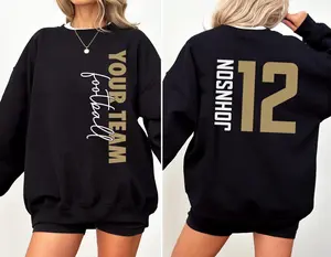 Custom Football Sweatshirt, Personalized Team Name & Player Number Jersey Shirt, Game Day Pullover Hoodie, Football Mom Fan Gift, Football Mama Shirt