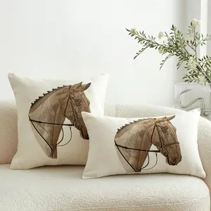 Horse Embroidery Cushion Cover, 1 Count Square Throw Pillow Cover without Filler, Household Decoration Supplies for Home Living Room Bedroom