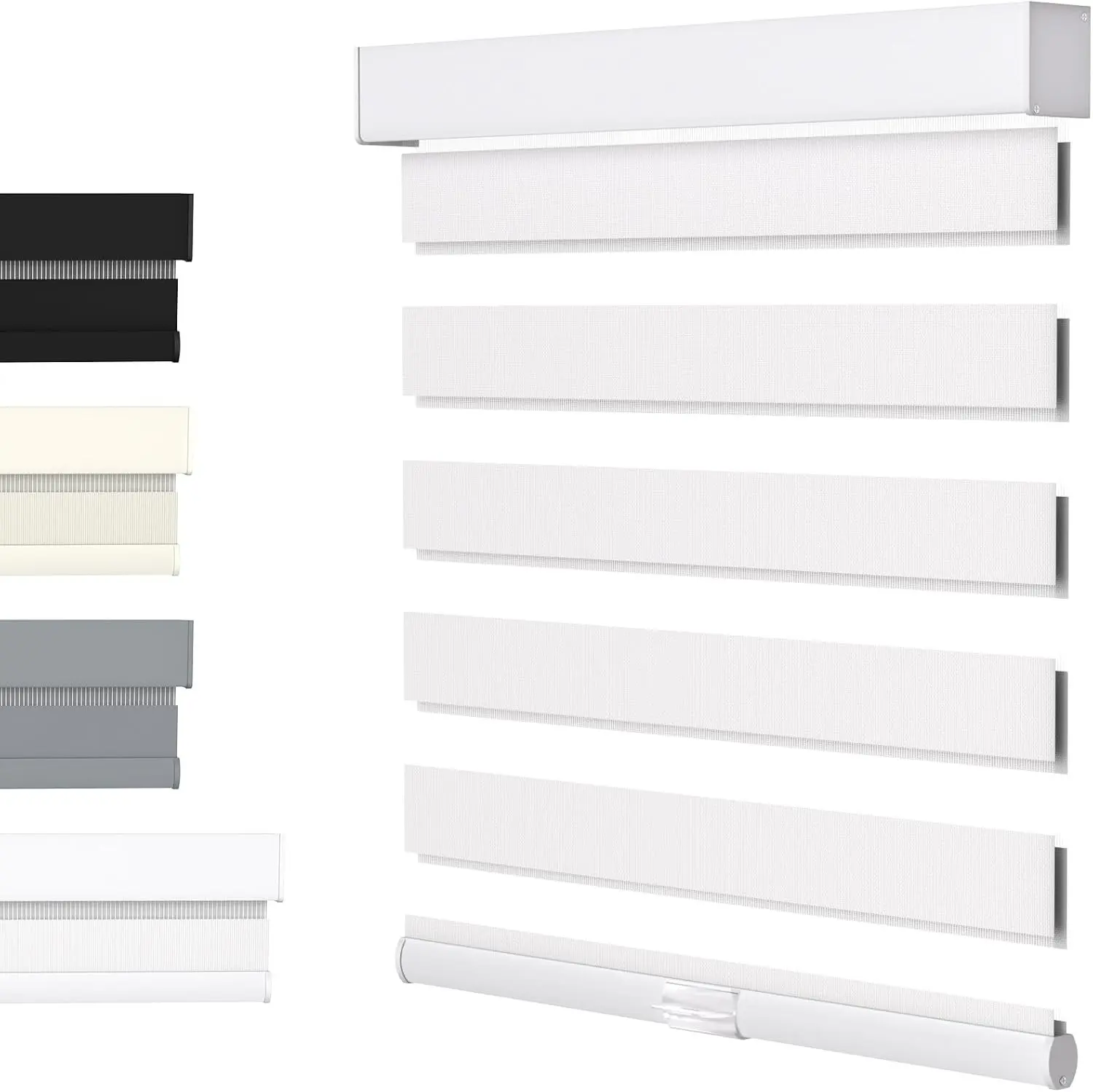 Cordless Zebra Blinds for Windows with Free-Stop White 46" W x 72" H Dual Layer Shades for Day & Night Privacy and Light Filtering, Perfect for Home Bedroom Easy to Install