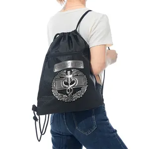 Combat Medic Emblem Pattern Drawstring Bag Military Medical Staff Gear Tactical Emergency Nurse Gift Sports Gym Backpack for Outdoor Training Travel Use Perfect Veterans Day Memorial Day Birthday Present for Healthcare Workers