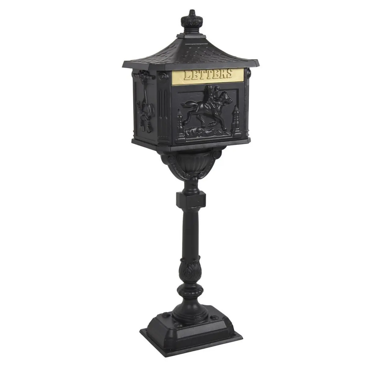 Heavy Duty Vertical Aluminum Postal Security Mailbox with Security Lock, 46x16.5 in, Black, Outdoor Mailbox for Online Gym Shop CB17265