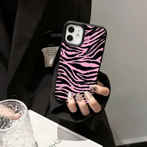 Black Lychee Pattern Pink Zebra Pattern Elegant for TPU Pattern for iPhone 16 15 14 13 12 11 X Pro Max Plus, Soft TPU Case for iPhone 111213 Pro Max12 Pro Max14 Pro Max1515 ProiPhone 1616 Pro Max16 Plus
