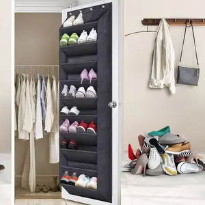 Door Shoe Rack with Deep Large Pockets, Door Back Storage Cabinet, Narrow Boot Hanging Organizer, Space-Saving Design, Fabric Storage Units