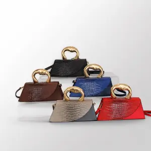 Luxury Croc Embossed Top Handle Handbag – Gold Handle Shoulder & Crossbody Purse for Women, Unique Gift