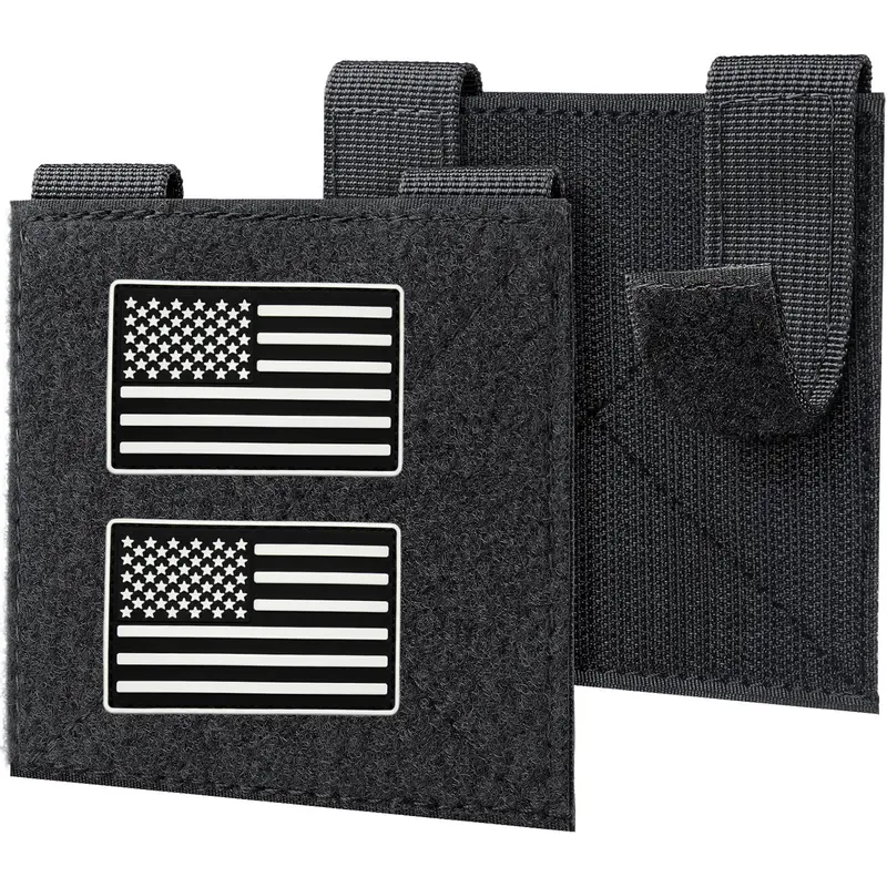 LUCIERNAGA Customizable Nylon Sturdy MOLLE-PALS System Patch Panel - 2/4 Pcs Tactical Hook&Loop Hold Adapter Board, Organize Accessories for Plate Vest Carrier, Backpack (4"X4" Material)