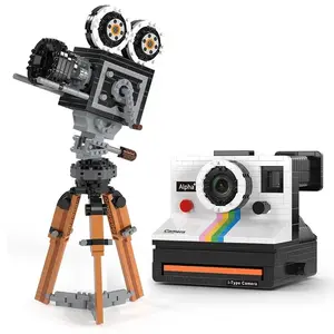 flash cards Show 802pcs Mini Building Block Vintage Model Polaroid Retro Camera Adults Collection Ornaments IDEAS Series Toys Girl Birthday Gifts