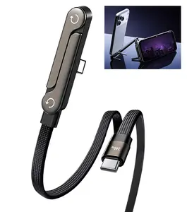 240W Invisible Stand Fast Charging Cable, 240W USB C to USB C Flat Cable 90 Degree Angled, Sideways Phone Type C Charger Cord