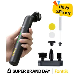 【FathersDayGift】Fanttik G9 Nano Durable Handheld Cordless Electric Spin Scrubber, USB Rechargeable, Type-C Fast Charging with LED Power Display, IPX7 Waterproof, 8 Replaceable Heads, Powerful Cleaning Tool, Cleaning Kit for Grout, Corners, Crevices, Clean