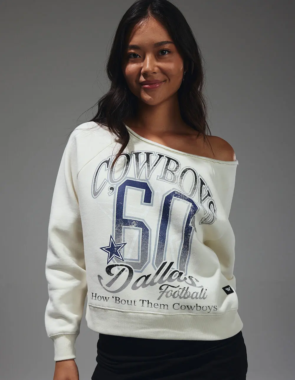 THE WILD COLLECTIVE Dallas Cowboys Womens Off The Shoulder Sweatshirt
