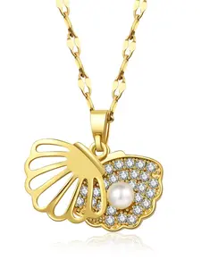 Women's Shell Pendant Necklace, French Pearl Beach Jewelry Gift for Girlfriend Bestie Mom, Summer Vacation Accessory