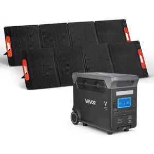 VEVOR Portable Power Station with 2PCS 200W Solar Panels, 3000W Solar Generator Power Station, 3072Wh LiFePO4 Battery Backup with 15 Output Ports for for Home Emergency, Outdoor Camping, RV Travel