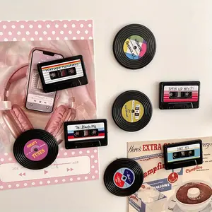 Vintage Tape Refrigerator Magnets Set of 4, Colorful Resin Decorative Fridge Magnets for Home Kitchen Bathroom Office Decor, Music Lover Gift Idea