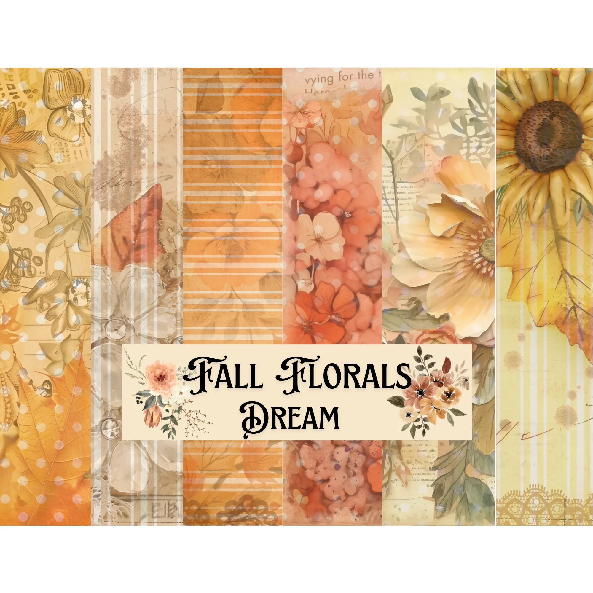 Junk Journal Kit - Fall Florals Dream Junk Journal Kit with 20 Background Pages, 16 Journaling Pages & 11 Ephemera Pages for Crafters & Scrapbookers