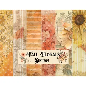 Junk Journal Kit - Fall Florals Dream Junk Journal Kit with 20 Background Pages, 16 Journaling Pages & 11 Ephemera Pages for Crafters & Scrapbookers