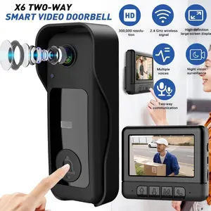X6 Smart Wireless Video Doorbell, 4.3 Inch Color Screen, HD Video Intercom, Long Battery Life, No Internet Needed, Two-Way Audio, Home Use