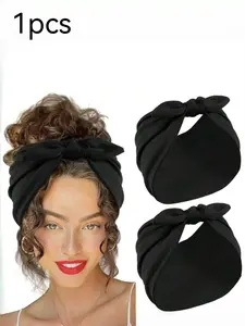 Butterfly Knot Design Extra Wide Headband, Knotted Headband, Women's Non-Slip Hair Scarf for Workouts, Made of Polyester Fiber