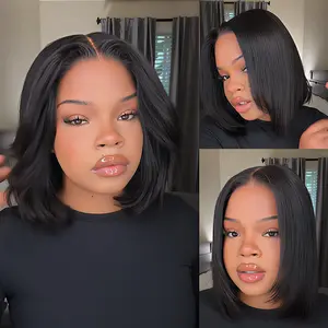 【Upgraded】Nadula Yaki Straight Put On & Go Human Hair Glueless Wig With Drawstring Bob Style 13x4 7x5 Pre-Cut Lace & Natural Scalp Summervibes TikTokShopStockUp