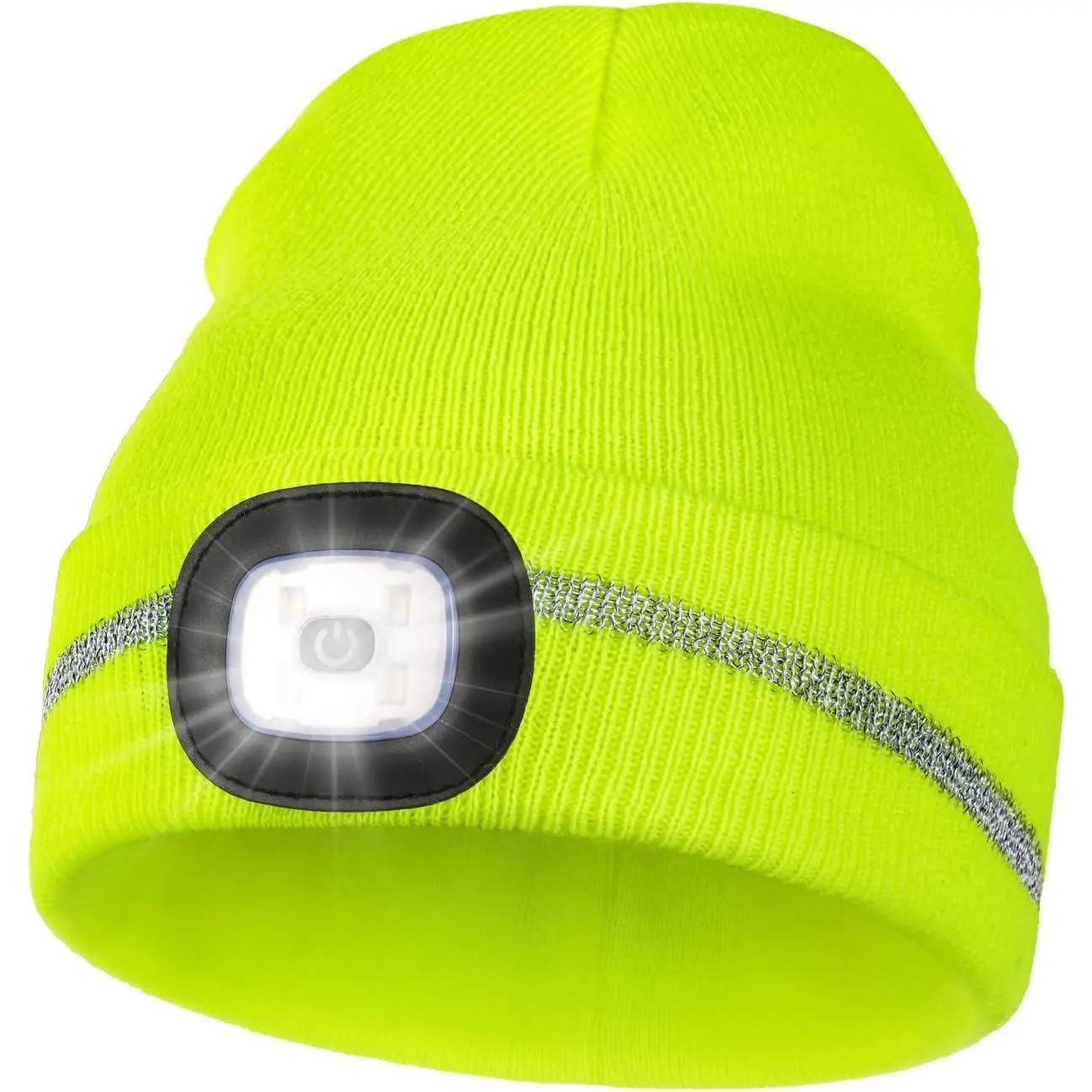 100% Acrylic 3-in-1 LED Light Beanie with Reflective Stripe, USB Port & Portable Power Supply - High Visibility Winter Safety Hat for Outdoor Work, Sports - Gift for Men, Lover, Friends, 3 In 1 Style, 360 Degree Reflective Striping, Adjustable Brightness,