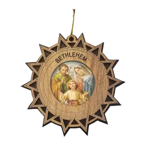 Olive Wood Holy Family Star Ornament from the Holy Land