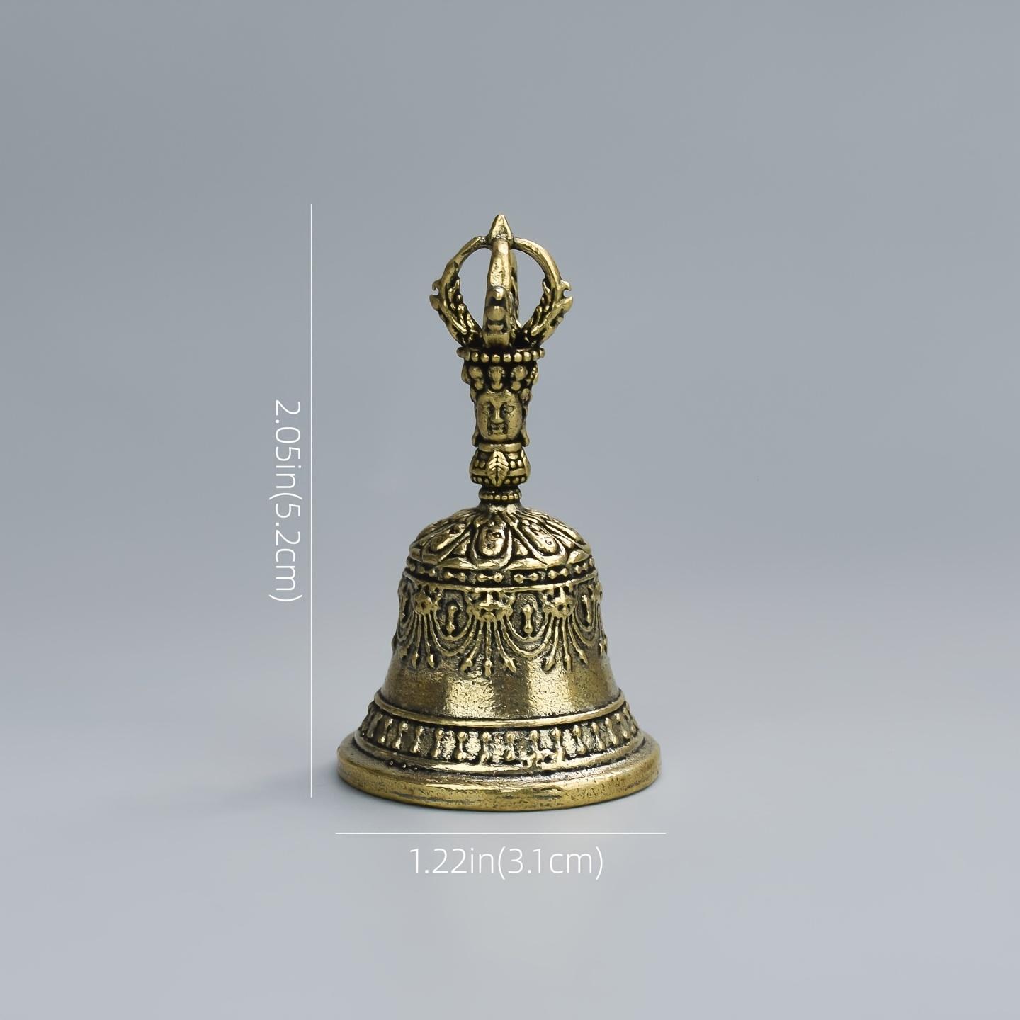 Carved Bronze Metal Percussion Instrument Bell - Hand-Held Shaker with Clapping Handle, Artisanal Craftsmanship, Soothing Healing Sounds, Ideal for Church and Festive Occasions,summervibes
