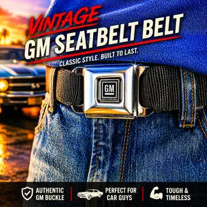 GM Seatbelt Belt - Vintage Design, Adjustable Fit, Lightweight Construction, Ideal for Everyday Use