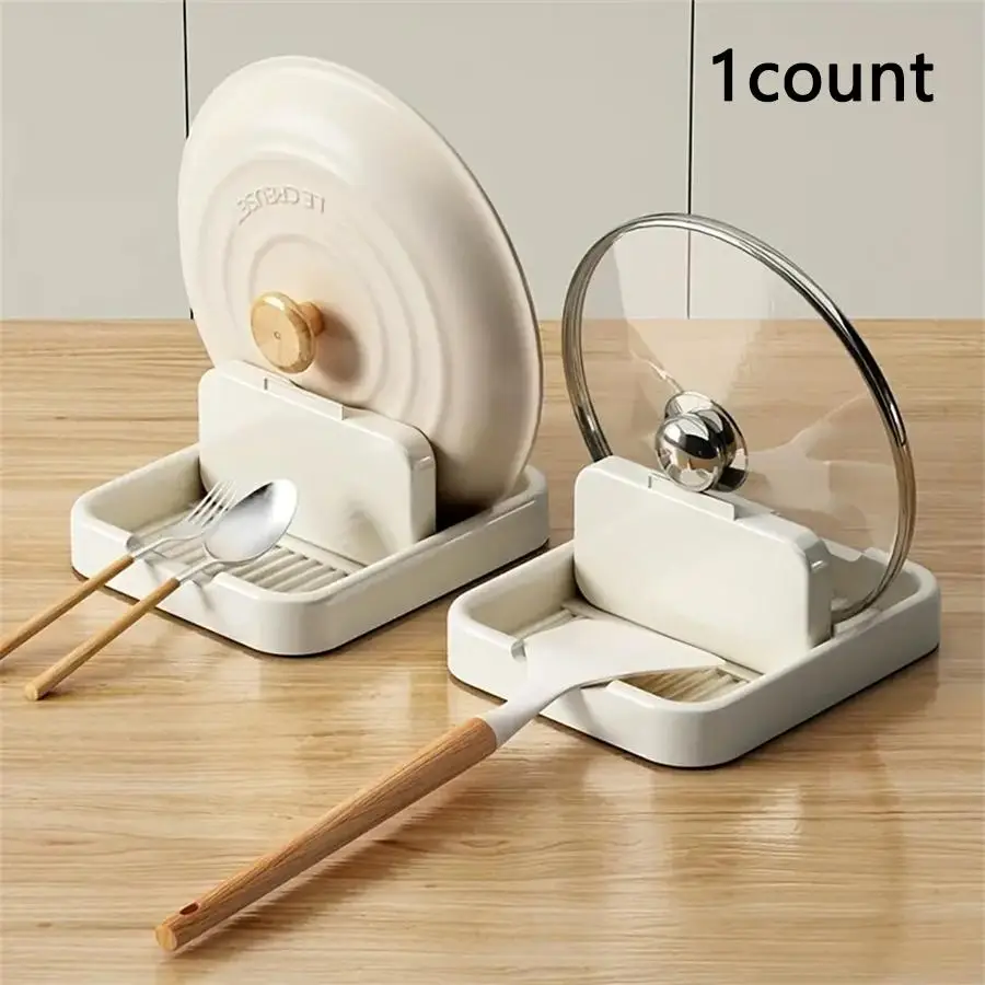 Pot Lid Holder, 1 Count Countertop Sitting Plastic Spoon Rest, Desktop Multifunctional Pot Lid Holder for Kitchen Dining Room Picnic Barbecue