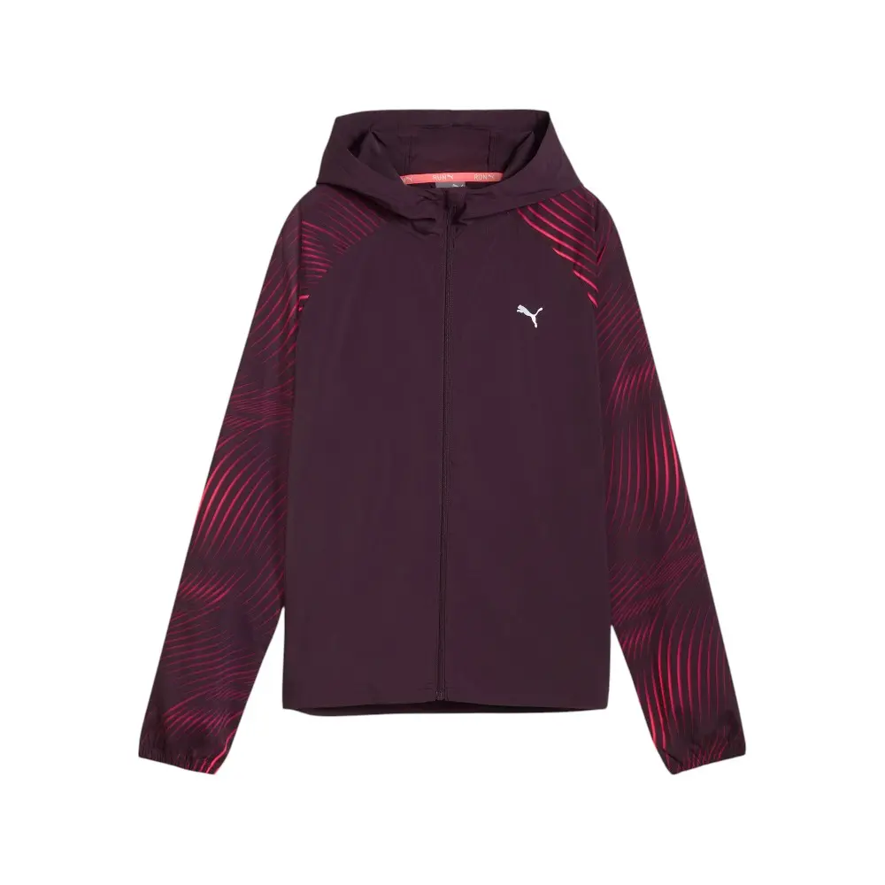 PUMA Womens Run Favorite Velocity Printed Woven Jacket Running Athletic Outerwear  - Purple