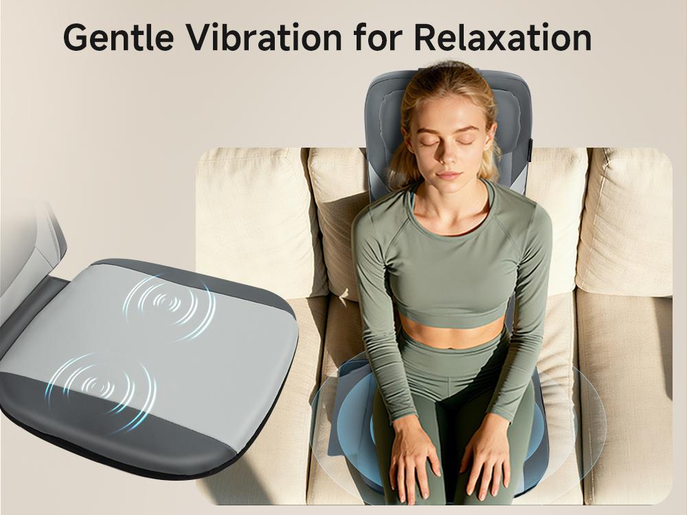 Snailax Gifts for Men Women Chair Back Massager for Full Back Pain Relief Deep Tissue, Vibration Heated Seat Cushion Long Track Dual 3D Shiatsu Rollers, 3 Height Settings Foldable Massage Chair Pad