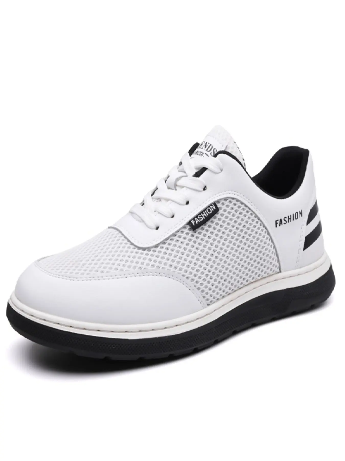 Men's Breathable Mesh Shoes, Casual Leather Sneakers, Fashion Trendy Footwear, Summer Comfortable Lace-Up Design, Ideal for Daily Wear