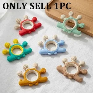 2-In-1 Dual-Density Dinosaur Teether, Orthodontic Friendly Silicone, BPA-Free Sensory Chew Toy, Easy-Grip Dino Tail Design, Newborn 3-12 Months