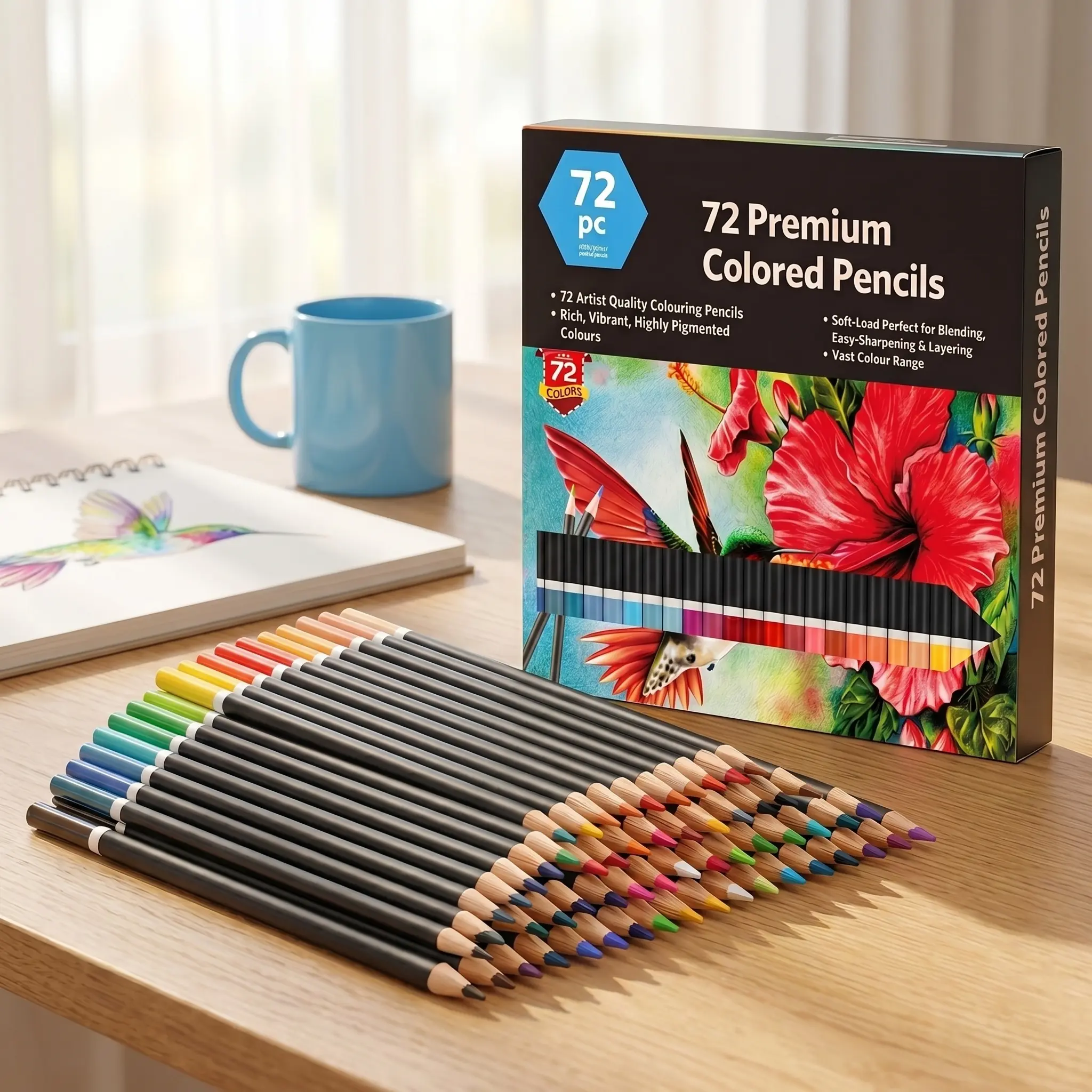 72 Colored Pencils, Colored Pencils for Adult Coloring, Soft Core Color Pencil, Drawing Supplies for Adults Artists Drawing Coloring Sketching