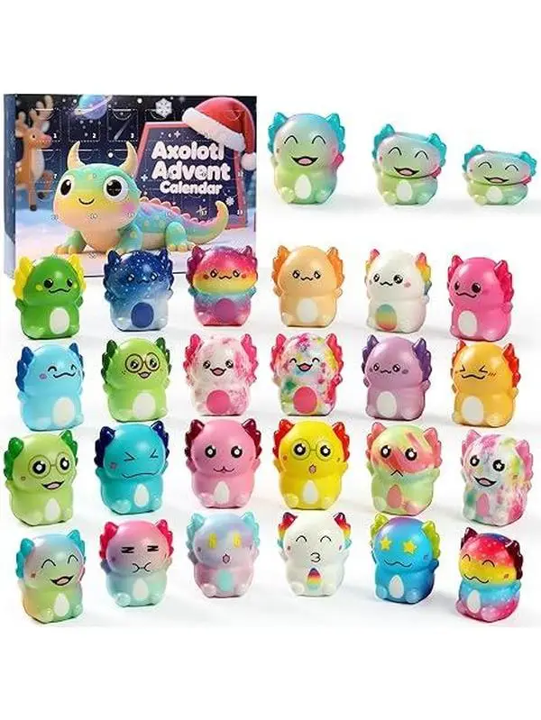 Christmas Special 2025 Slow Rising Advent Calendar 2025 with 24 Pcs Squeeze Axolotl Toy for Vacation Countdown Calendar Stress Relief Gifts for Christ