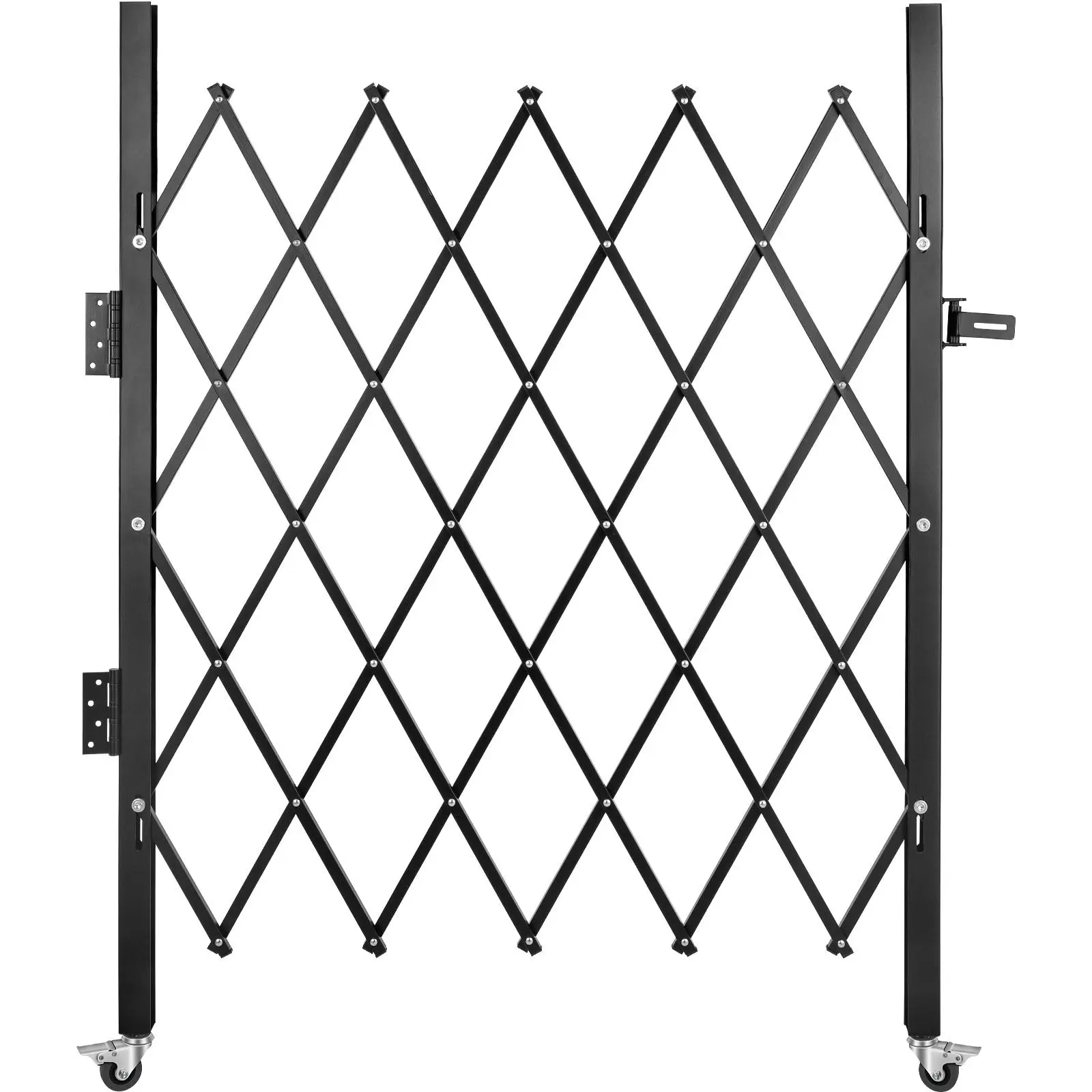 【summerfinds】VEVOR Durable Single Folding Steel Security Gate, 5ft H x 5.5ft W 3/4" 14 Gauge Accordion Scissor Barricade, 360° Rolling Design with Padlock, Flexible Expanding for Basement/Storefront, Convenient Transport