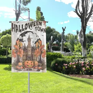 Halloween town Garden Flag Decor - Halloween Flag For Yard - Spooky Halloween Garden Flag and House Banner - Home Garden Decor - Est 1998 Flag