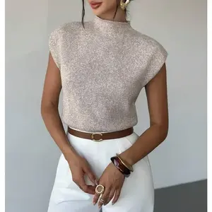 ElegantHighNeckLooseCasualVersatileSleevelessKnittedSweaterVestforWomenSchoolTops